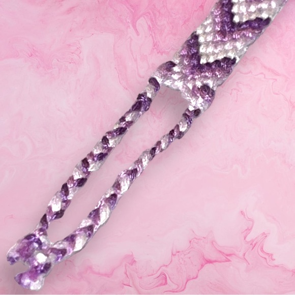 Purple Handmade Chevron Friendship Bracelet 90s Style Jewellery - Picture 3 of 4